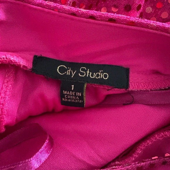 City Studio Fuchsia Sequin Layered Dress - Picture 8 of 10